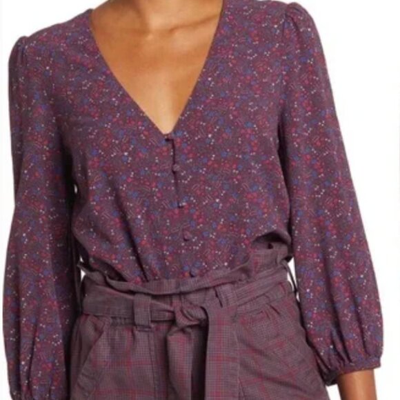 Marine Layer Stacy Floral Button Down Floral Blouse Top - Picture 6 of 8